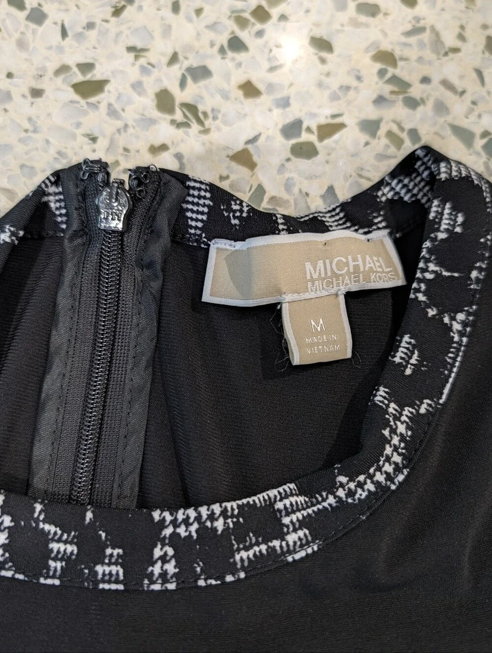 🖤SOLD🖤Michael Kors Black Sleeveless Sheath Dress with Gray Leopard-Print Trim